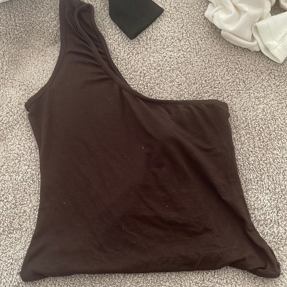 Pretty little thing one shoulder chocolate brown bodysuit